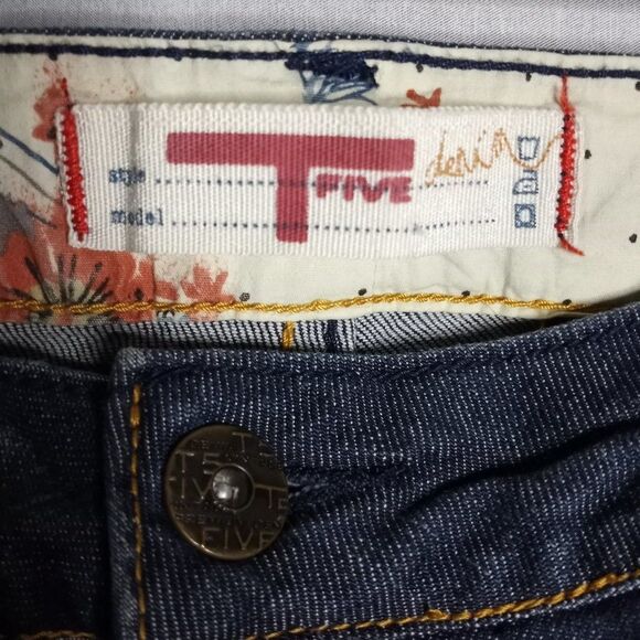 TFive Jeans Junior Size 13 Denim Skinny Distressed Medium Dark Y2K - Picture 8 of 9